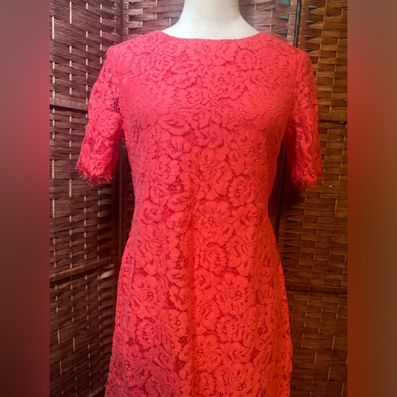 Jessica H Size 8 Coral Dress Lining with Lace overlay Business Cocktail - Picture 3 of 14